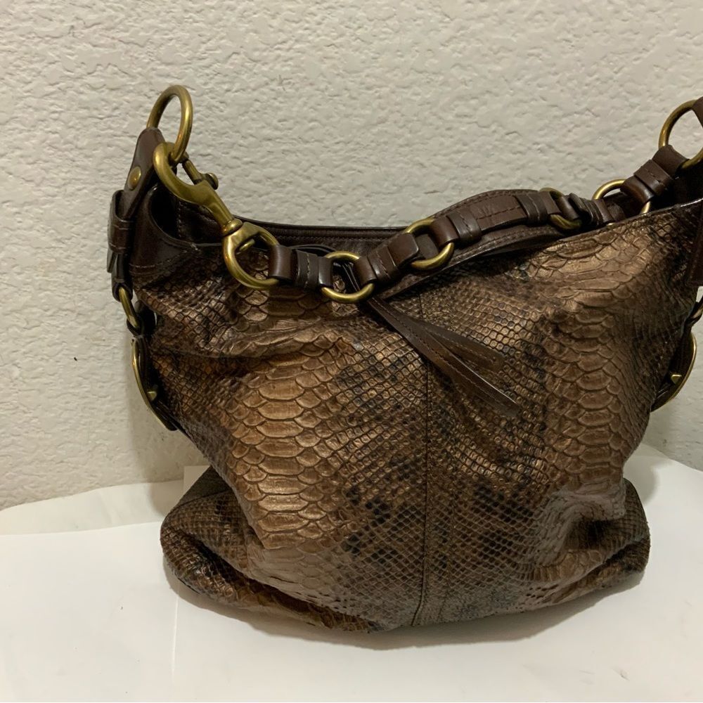 Coach Ltd Bleecker Chocolate Printed Python Slim … - image 5